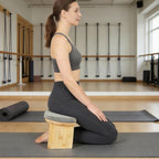 Foldable Wooden Kneeling Meditation Bench for Home, Yoga and Prayer, Portable Gray Meditation Stool for Adults, Comfortable Indoor Seating