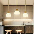 Pendant Lights Kitchen Island, Modern Gold Hanging Light Fixture with Glass Shade, Hardwired Adjustable Metal Rod for Dining Room, Entryway (2, Gold)