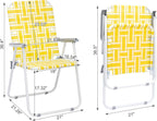 Vasitelan Patio Lawn Chairs Folding Chairs Set of 2, Webbed Folding Chair Outdoor Beach Chair Portable Camping Chair for Yard, Garden (Yellow & White)