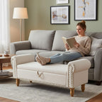 55" Bench for End of Bed Storage Benches, Queen End of Bed Bench Corduroy Upholstered Storage Ottoman Window Bench with Storage, for Bedroom, Entryway, Closet, Dark Grey