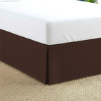 Queen Bed Skirt 11 Inch Drop,Single Fabric Construction, Box Pleated Dust Ruffle, 600 Thread Count Luxury Bed Skirts Chocolate Solid