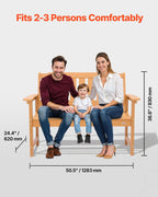 VEVOR Outdoor Bench, 50.5 inch, 800 lbs Weight Capacity for 2-3 Persons, Weatherproof Plastic Frame with Backrest and Wide Armrests, Outside Bench for Patio, Garden, Park, Yard, Natural Wood Color