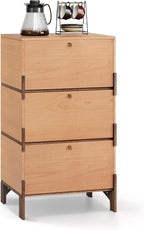 Sebastack Sideboard, Buffet Cabinet with 3 Storage Drawers, Easy Assembly Coffee Bar Wood Buffet Table for Kitchen, Dining Room, Bathroom, Office, Hallway, Beech Color (1 pcs)