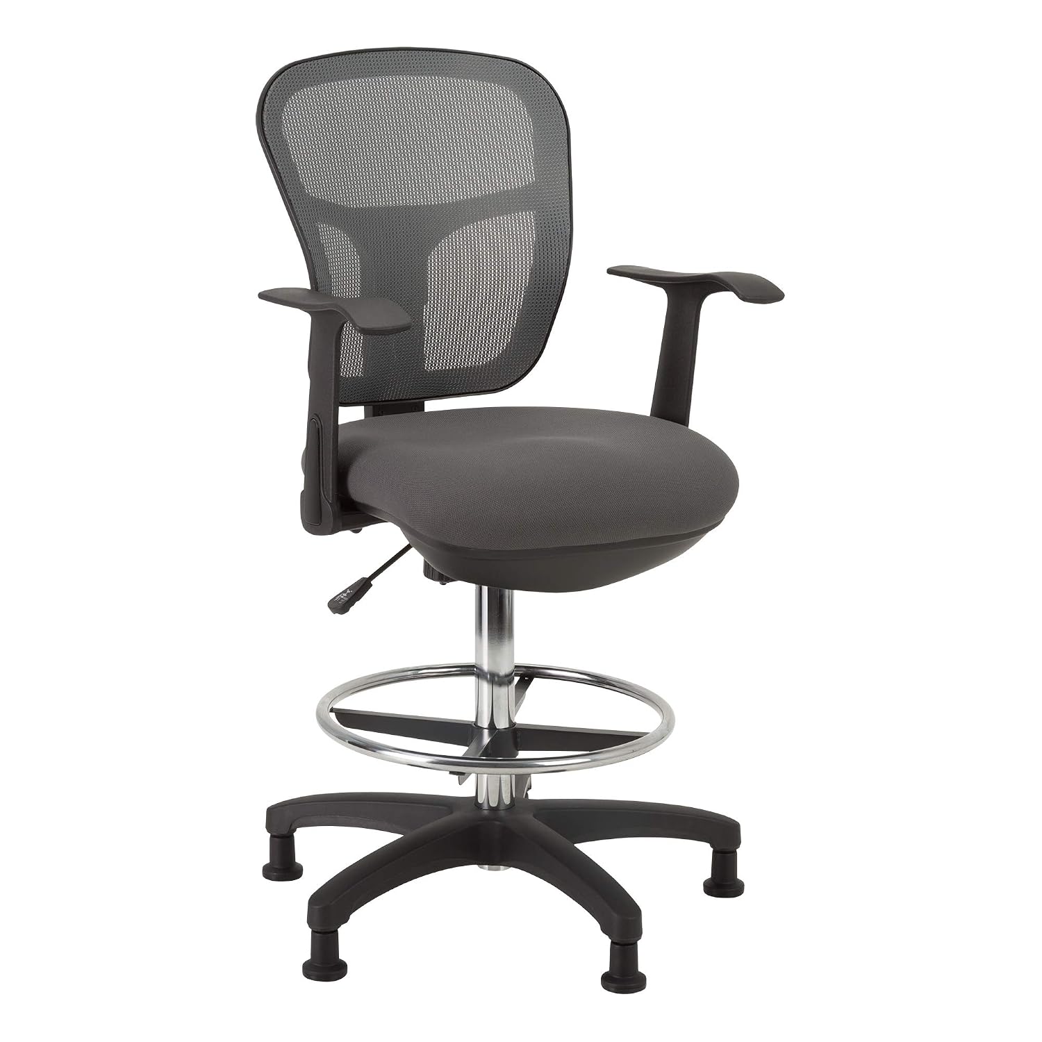 Norwood Commercial Furniture Adjustable-Height Office Mesh Drafting Chair with Chrome Footrest Ring & Optional Arms