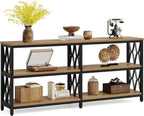 LITTLE TREE Console Table with Storage Shelves, 70.9" Industrial 3-Tier Sofa Table for Living Room, Long Foyer Table Entryway Table for Hallway, Front Door, Entrance, Natural Light Oak & Black