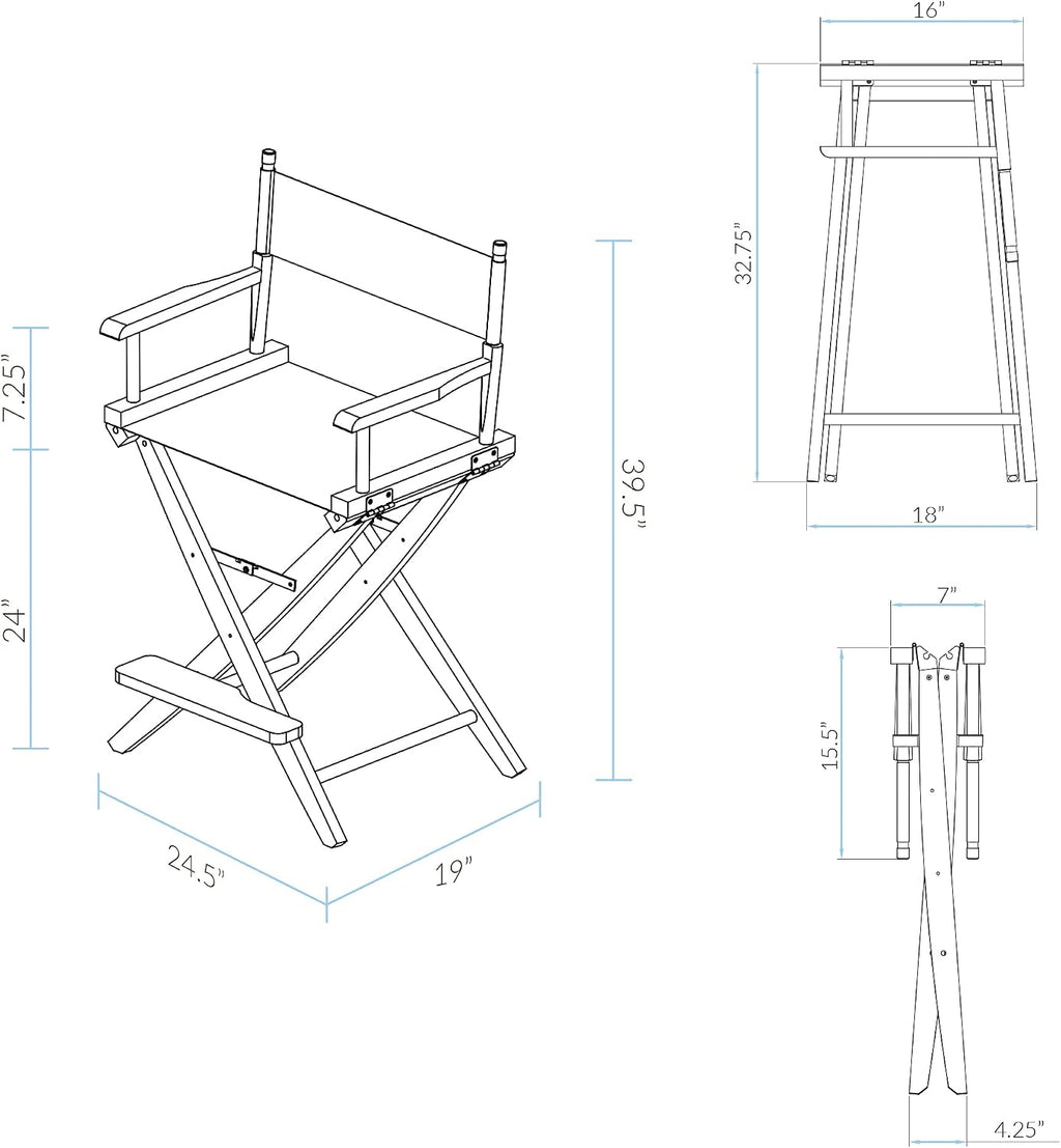Casual Home American Trails Extra-Wide Premium Directors Chair 24" H Counter Height Natural Frame Natural Canvas