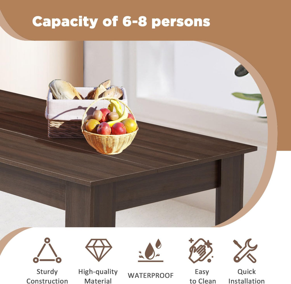 AVAWING Wooden Kitchen Table for 4, Dining Table for 6-8 People, Large Farmhouse Rectangular Tables, Wood Desk with L Shaped Legs, Home Furniture Kitchen & Dining Room Table, Brown/Black