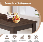 AVAWING Wooden Kitchen Table for 4, Dining Table for 6-8 People, Large Farmhouse Rectangular Tables, Wood Desk with L Shaped Legs, Home Furniture Kitchen & Dining Room Table, Brown/Black