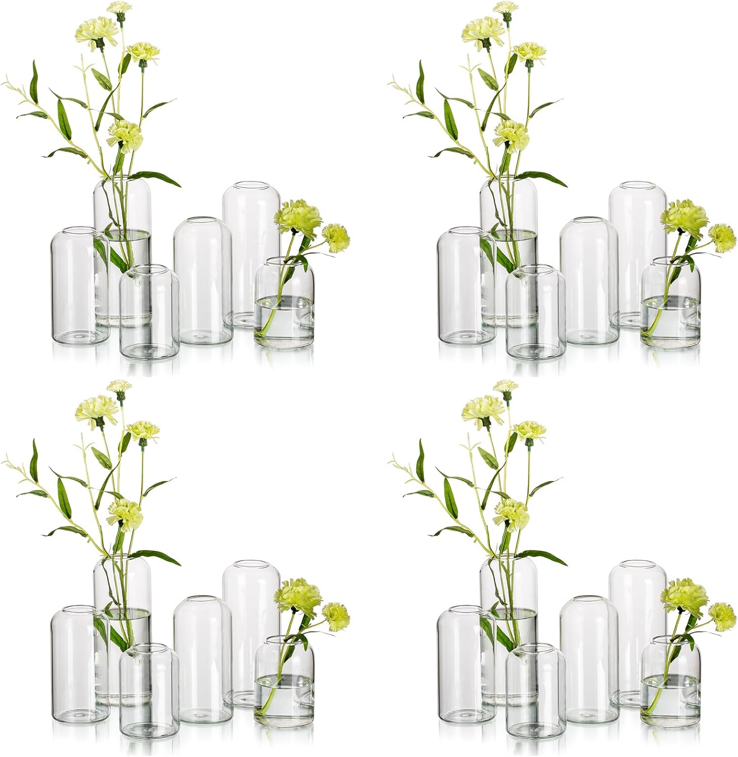 Hewory Glass Bud Vases for Flowers: Blown Modern Small Glass Vases for Centerpieces Set of 24, Mini Clear Bulk Flower Vases for Wedding Party Events Home Decor Floral Arrangements (Not Include Flower)