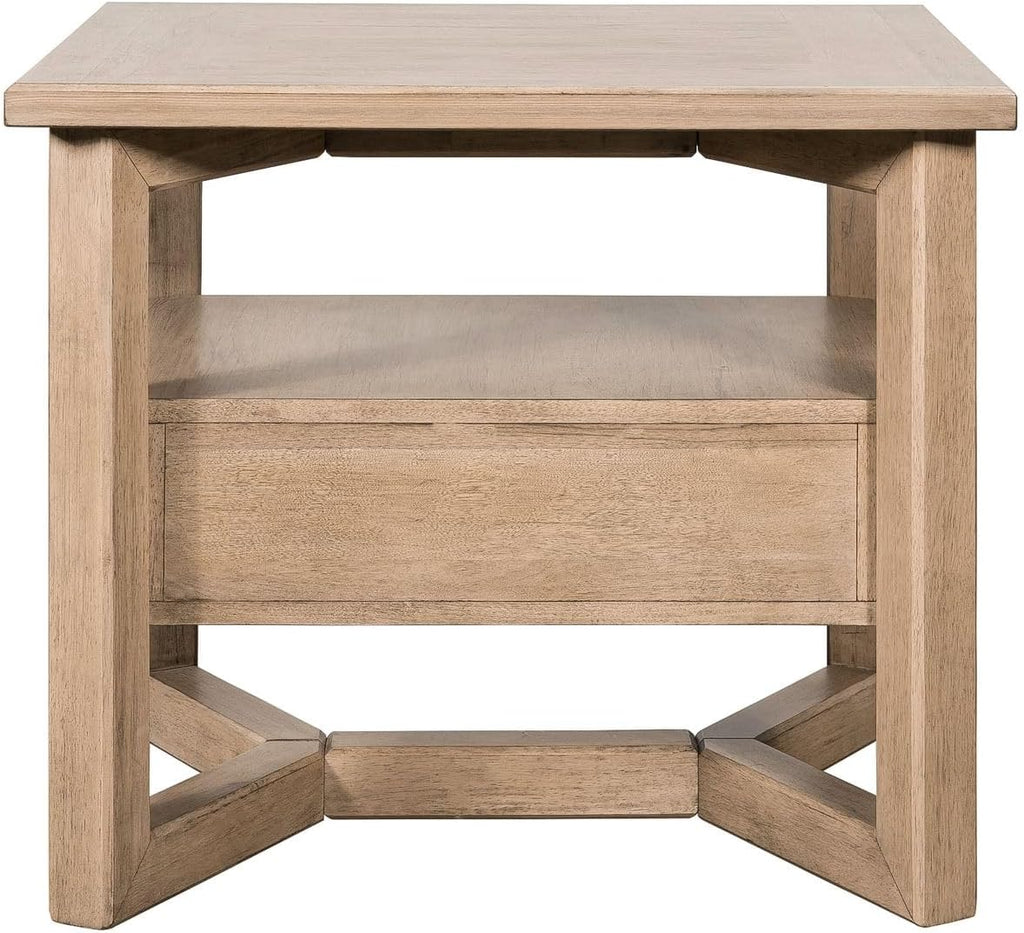 Liberty Furniture Proximity Place Living Room Rectangular End Table Transitional with Storage Drawer - Barley Buff Birch Wood
