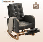 Modern Rocking Chair for Living Room, Comfortable Recliner Rocker with Side Pocket, Soft Linen Upholstered Glider Chair for Bedroom, Nursery, Lounge-Grey