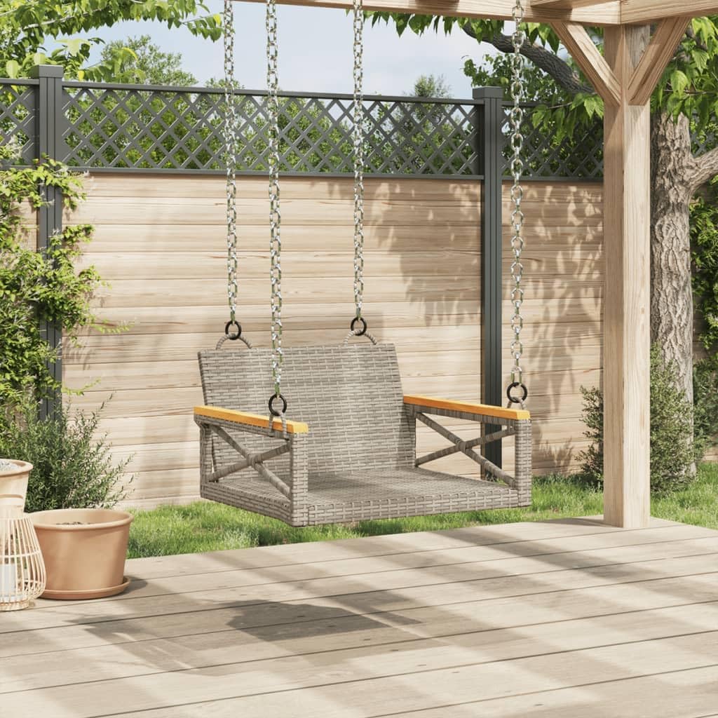 Patio Swing Bench Gray,Modern Patio Swing Bench for One Person Stylish Synthetic Rattan Outdoor Furniture with Comfort Design Patio Furniture