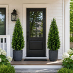 Artificial Cedar Topiary Trees 4ft Set of 2,Fake Shrubs with Ground Spike,UV Resistant Cypress Tree,Faux Bushes for Outdoors,Fake Plants for Outdoor Indoor Front Porch Patio Garden Decor
