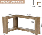 Tribesigns L-Shaped Console Table, 63" Sofa Table Behind Couch with 2-Tier Storage Shelves, Narrow Entryway Table, Couch Table for Living Room, Hallway, Foyer, Bedroom, Brown
