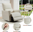 Jojoka Swivel Rocking Recliner Chair, Manual PU Leather Glider Recliner with Lumbar Support, Padded Armrest, High Weight Capacity Single Rocker Sofa for Nursery Living Room Bedroom