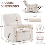 Tbfit Nursery Rocking Chair,360°Swivel Recliner Chair with Lumbar Support for Bedroom, Comfy Upholstered Armchair with Pillows & Footrest for Living Room & Baby Room
