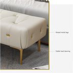 Modern Upholstered Tufted Bench with Padded Seat, Footrest Foot Stool with Sturdy Metal Leg, Leather for Bedroom Living Room Entryway Entryway(Beige,100 * 40 * 43cm)