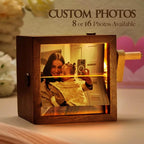 2026 Custom Photo Flip Book Frame For Mom Family Couple Hand Crank Flipbook Box Animation Machine Mechanical Photo Album Wooden Flip Book Gifts for Mothers Day Fathers Day Birthday (Black Walnut)