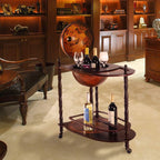 LDAILY Globe Bar, 34.5”Wood Wine Bar Stand with Wheels, Bottom Shelf & Old World Map, 16 Century Italian Replica Globe Bar Liquor Cabinet, Large Capacity Bar Cart for Home, Restaurant, Party