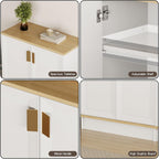 PROXRACER 32" Sideboard Buffet Cabinet with Storage, Adjustable Shelves & Shaker Doors, Rustic Storage Cabinet with Gold Handles for Kitchen, Dining Room, White