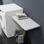 Neoaider Upgrade Wall Mounted Folding Table 31.5”L x 15.7”W, Laundry Folding Table with Heavy Duty Metal Collapsible Shelf Brackets, Wall Mounted Desk Fold Down for Small Spaces, White