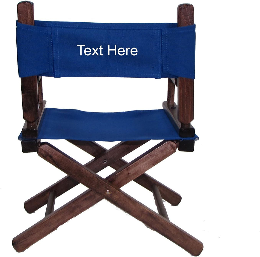 TLT Personalized Imprinted Walnut Frame Toddler's Directors Chair by Gold Medal - Royal Blue Canvas