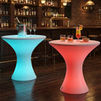 Mjkone 23" H LED Light Up Bar Table with Remote Controls, Rechargable Cocktail Tables for Party with 16 RGB Multi-Colored Lights, Waterproof Light Up Luminous Furniture for Home Bars, Round 1 Piece