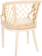 SAFAVIEH Home Collection – Carlotta Natural Rattan Arm Chair with White Cotton Cushion, Coastal Bistro Accent Chair for Dining, Living Room, Bedroom or Office (SEA4013B)