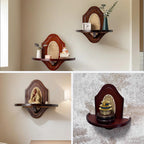 Wall Hanging God Shelf, Bamboo Prayer Offering Table, Chinese Personal Shrine Stand with Storage, for Living Room, Bedroom, Office(Rosewood Color,17.7 * 8.3 * 15.7in)