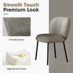 Modern Upholstered Dining Chairs, Linen Fabric Dining Chairs with Padded Seat & Back, Sturdy Metal Legs, Armless Kitchen Accent Chairs, 350 lbs Weight Capacity
