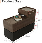 Modern Sofa Side Cabinet, Side Table with USB Interface and Power Outlet, Walnut Wood Living Room Bedroom Side Cabinet Modern Bedside Table with Charging Station for Living Room, Bedroom