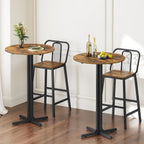 YATINEY Round Bar Table Set of 2, Counter Height Pub Table, Bar Height Cocktail Table, Versatile Use, for Dining Room, Kitchen, Bar, Pub, Cafe, Rustic Brown and Black BT10L2BR
