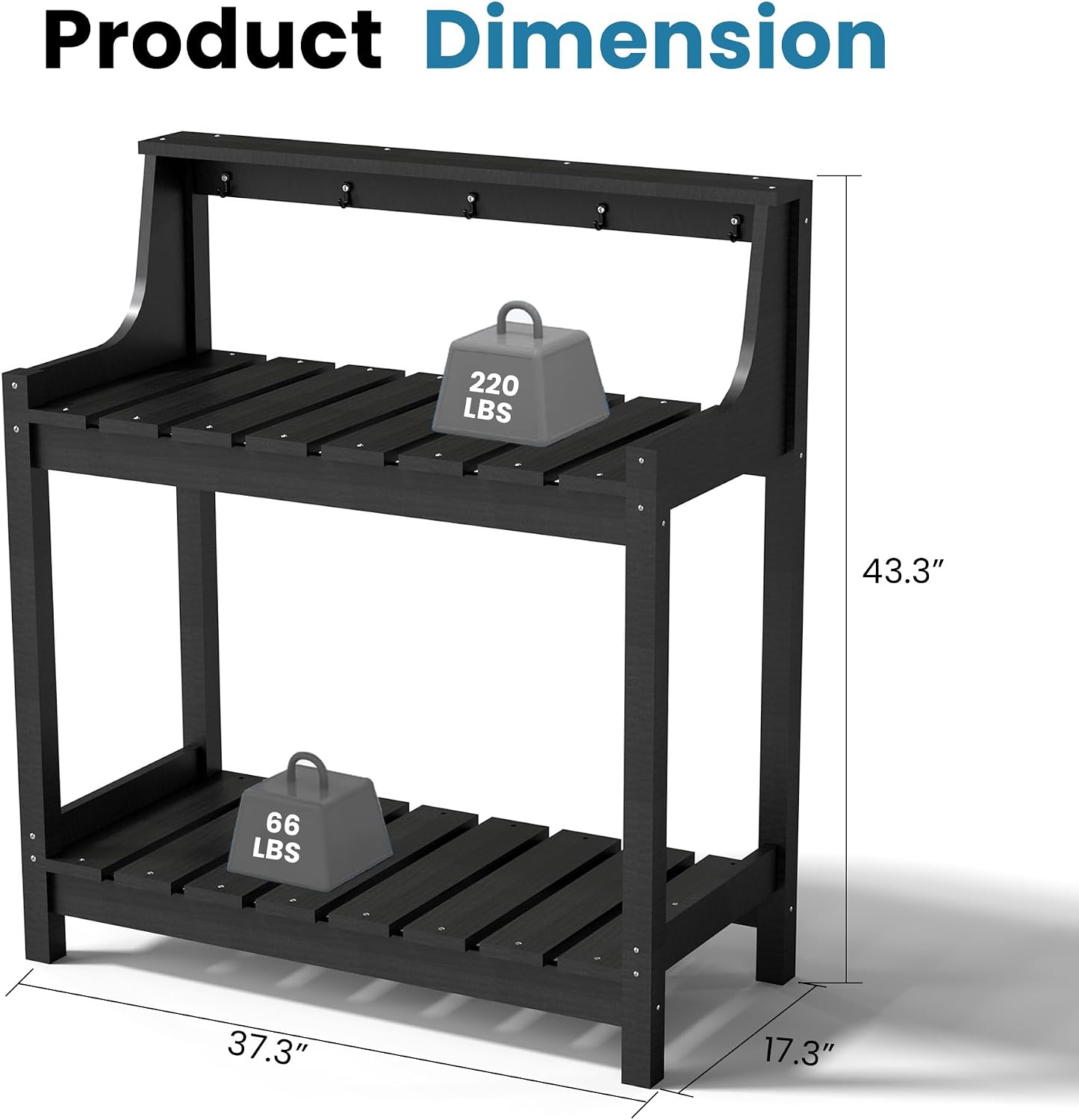Domi Potting Benches for Outside, HDPE Garden Potting Table All Weather, Outdoor Potting Table with Storage for Patio, Backyard, Garden, Black