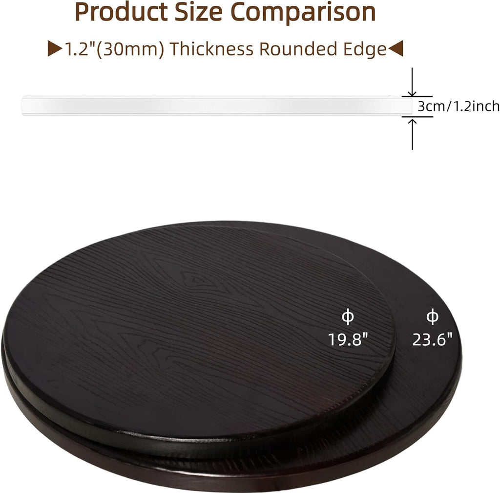Round Wooden Table Top 19.8inch DIY for Coffee Table Dinner Table Pub Table Side Table Durable Solid Walnut Wood (Walnut, 50CM)