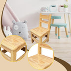 Kids Wooden Chair Decorative Comfortable Ladderback Sturdy Multifunctional Foot Stool Ottoman Fully Assembled Suitable Girls, M