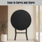 32in Cocktail Table, Folding Round High Top Indoor Outdoor Use, Foldable Bar Height Table for Parties and Commercial Events (Black, 2 Pcs)