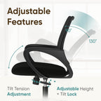 ETONEX Office Chair with Ergonomic Mid Back Cushion Lumbar Support Adjustable Swivel Rolling Computer Gaming Desk Chair Comfy Mesh Seat Wheels Home Executive Use (1, All Black)