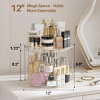 LAMU 12in 2 Tier Lazy Susan Organizer Large Lazy Susan Turntable Rotating Spice Rack Organization for Cabinet, Kitchen, Pantry, Countertop, Bathroom, Vanity, Medicine Cabinet Organizer, Clear