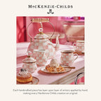 MACKENZIE-CHILDS Tall Enamel Vase, Unique Flower Vase Decor, Bouquet Holder for Living Room, Pink-and-White Rosy Check