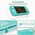TIKOdirect Carrying Case for Switch lite, Shockproof Portable Travel Bag with Glitter Galaxy cover, Screen Protectors and Cute Leaf Thumb Grips Caps, Animal Crossing Green