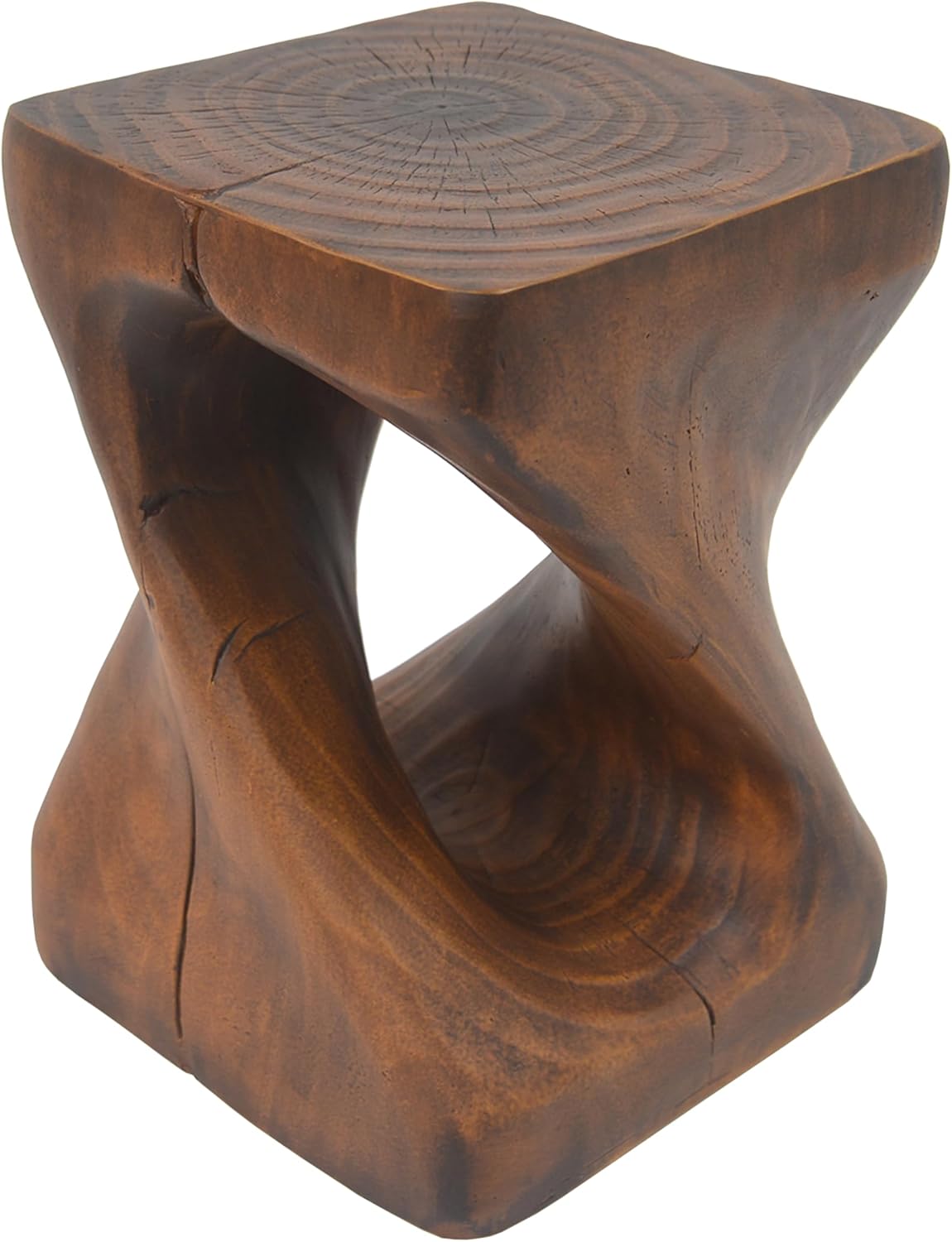 11.75" Vintage Magnesium Oxide (MGO) Side Table, MGO Twist Shape Side Table, Small Accent Table Bedside Table Nightstand for Living Room Bedroom Balcony No Assembly