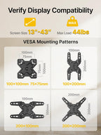 monTEK Full Motion TV Wall Mount Bracket for Most 13-43 Inch LED LCD Flat Screen TVs & Monitors, Swivel Tilt Extension Rotation with Articulating Arms, TV Mount Max VESA 200x200mm, up to 44lbs
