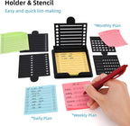 Sticky Note Holder Compatible with Post It Notes, 3x3 Sticky Note Stencil Dispenser with Template, Memo Pad Organizer with Five Line Box Drawing Template for Home and Office