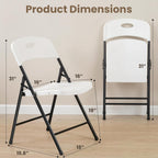 Folding Chairs 6 Pack,350 lbs Heavy Duty Metal Frame Plastic Foldable Chair,Ergonomic Portable Folding Chair with Non-Slip Feet, Indoor Outdoor Commercial Seating for Patio Party Wedding Camping,White