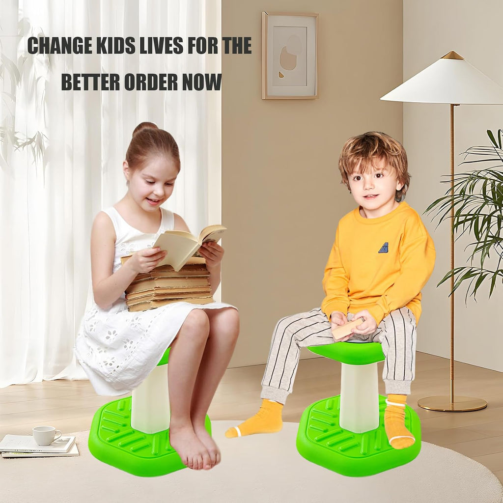 Fanboxk Active Chairs Kids Preschool Wobble Stool - Alternative Flexible Seating Balance Wiggle Stool for Classroom,Preschool,Kindergarten&Elementary School,Active Sensory Chairs,Ages3-8,Green(14in)