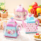 Outus 48 Pcs Floral Tea Party Favor Boxes Large Flower Teapot Candy Box Vintage Floral Pink Blue Teapot Box Spring Gift Supplies for Birthday Decorations Baby Shower Wedding Party