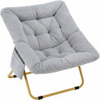 Folding Saucer Chair, Comfy Reading Chair with Soft Thick Padded Seat | Plush Faux Fur Lounge Chair for Small Space, Bedroom, Dorm, Living Room, X-Large Lazy Chair for Adults Teens Kids