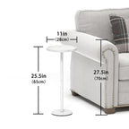 KJGKK Drink Table, 11 inch Dia., Small Pedestal Side Table, Round Cocktail Table, Circle End Table with Metal Base, for Small Spaces, Living Room, Bedroom, Faux Marble, White