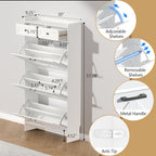 Thacuok Shoe Cabinet with 3 Flip Drawers & 2 Storage Drawers, Rustic Farmhouse Narrow Shoe Organizer Cabinet, Slim Shoe Rack Cabinet, Shoe Storage Cabinet for Entryway, Hallway, Front Door