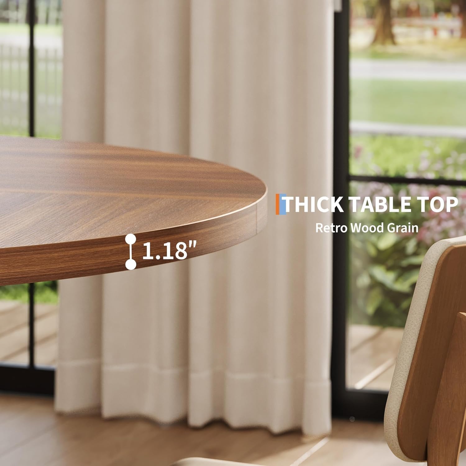 GarveeHome Dining Table, Kitchen Table, Round Dining Room Table for Kitchen, 47 Inch Round Table for Dining Room, Brown(Table Only)